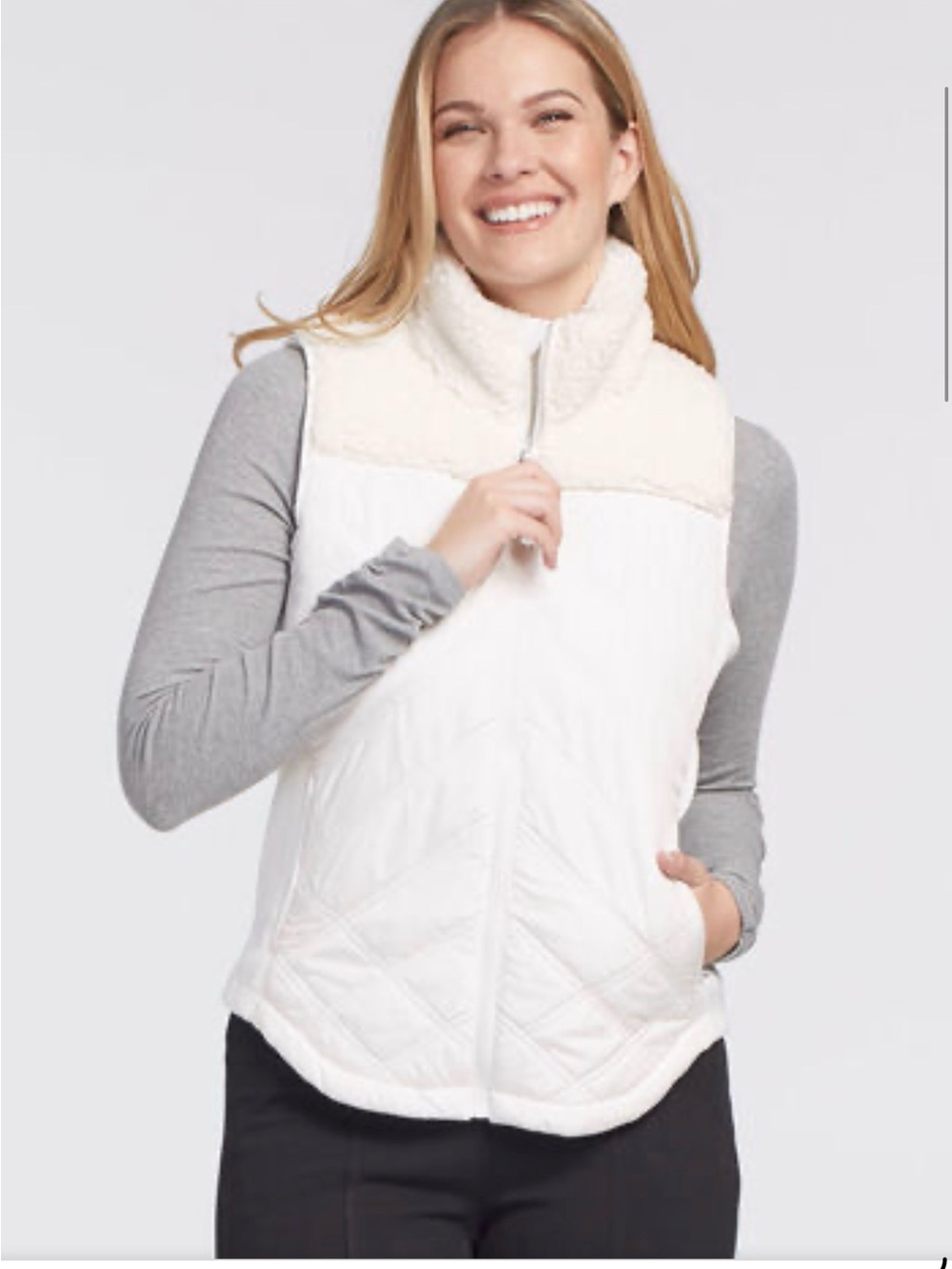*Tribal * White Ultimate Quilt Sherpa  Vest with ribbed stretch sides